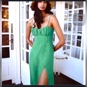 Zara dress - green linen material
